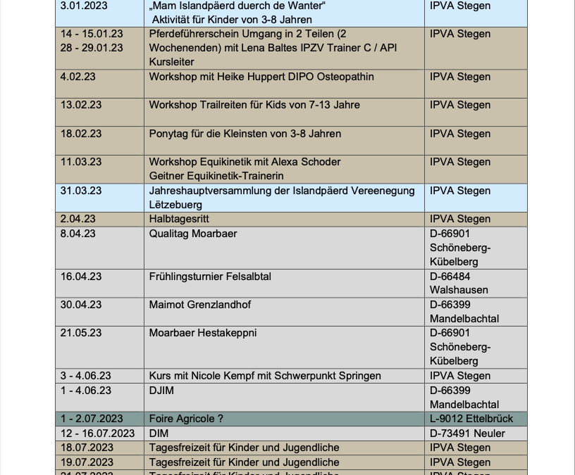 Vielseitiges Programm 2023